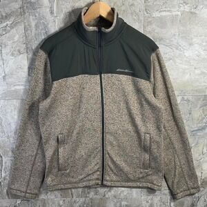 Eddie Bauer Full Zip Sweater Jacket Mens Sz M Brown Activewear Casual Coat